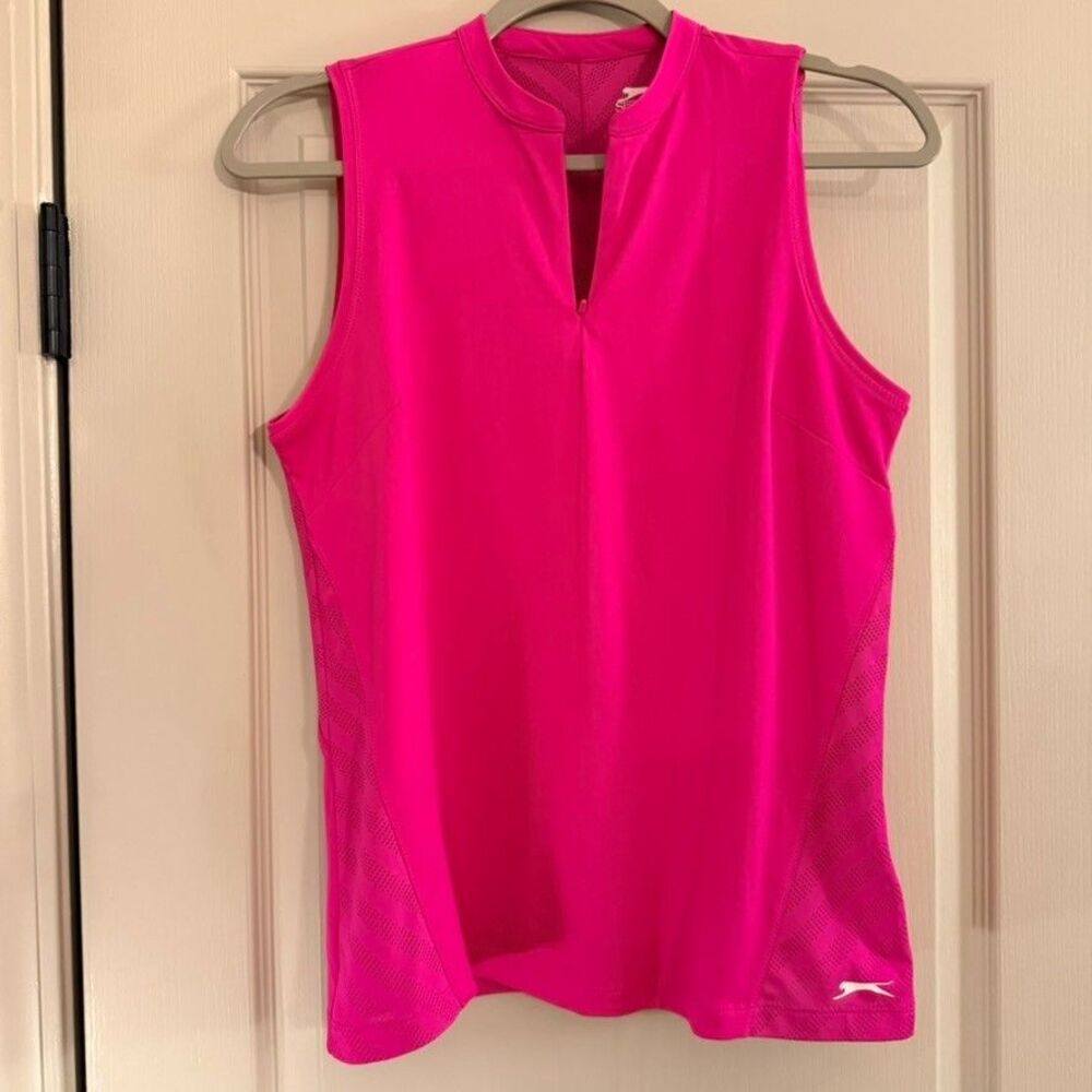 Slazenger Golf Hot Pink Tank Top Size Small 1/4 Zip Breathable Tennis Pickleball